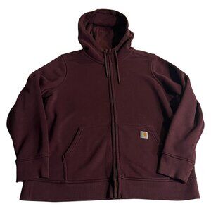 Carhartt Hoodie Woman 1X XL Sweat Shirt Zip Up Maroon Red 16W/18W Workwear